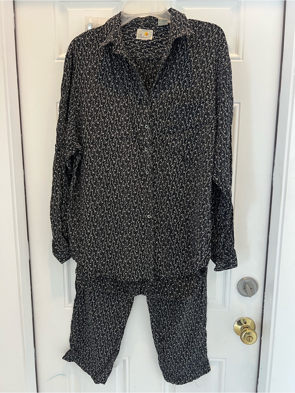 Vintage Elisabeth Liz Claiborne Women’s Two Piece Set Button Blouse/Pant 10 #585